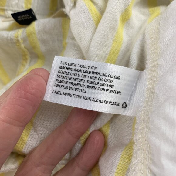 Universal Thread Yellow Lemon Striped Linen Blend Pull On Shorts L - Picture 4 of 5